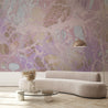 This is a marble pattern mural in pinks, greys and beige