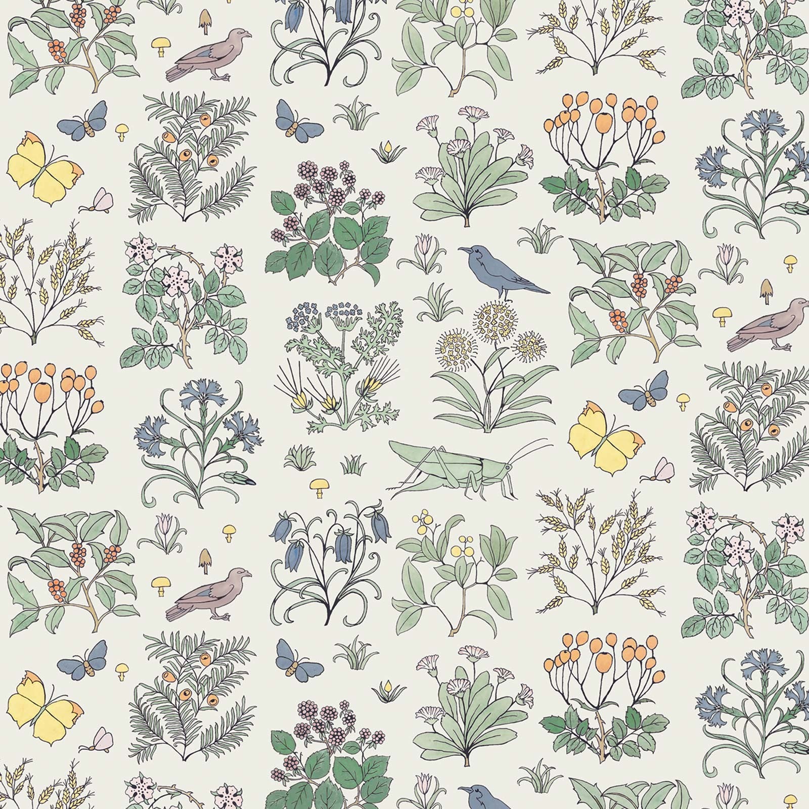 Voysey's Garden – Walnut Wallpaper